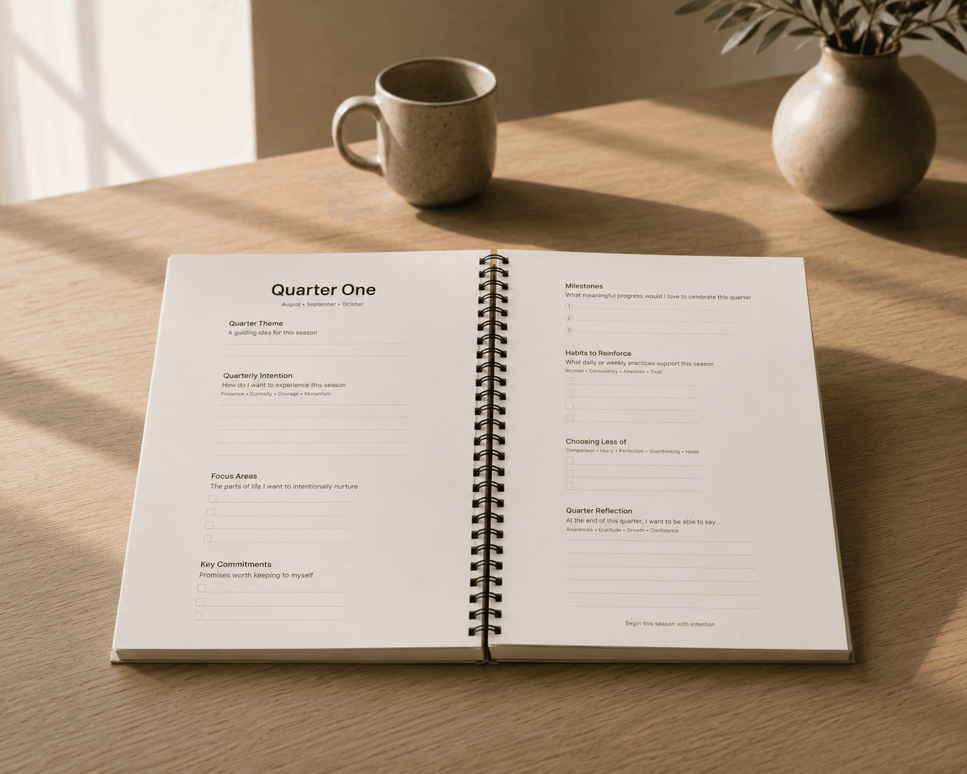 Quarter planning — progressing from annual into seasonal reflection