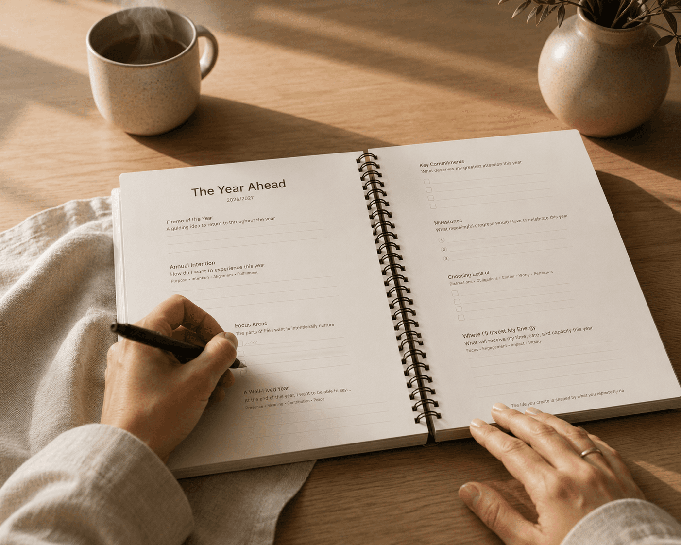 Monthly planning — thoughtful preparation, not documentation