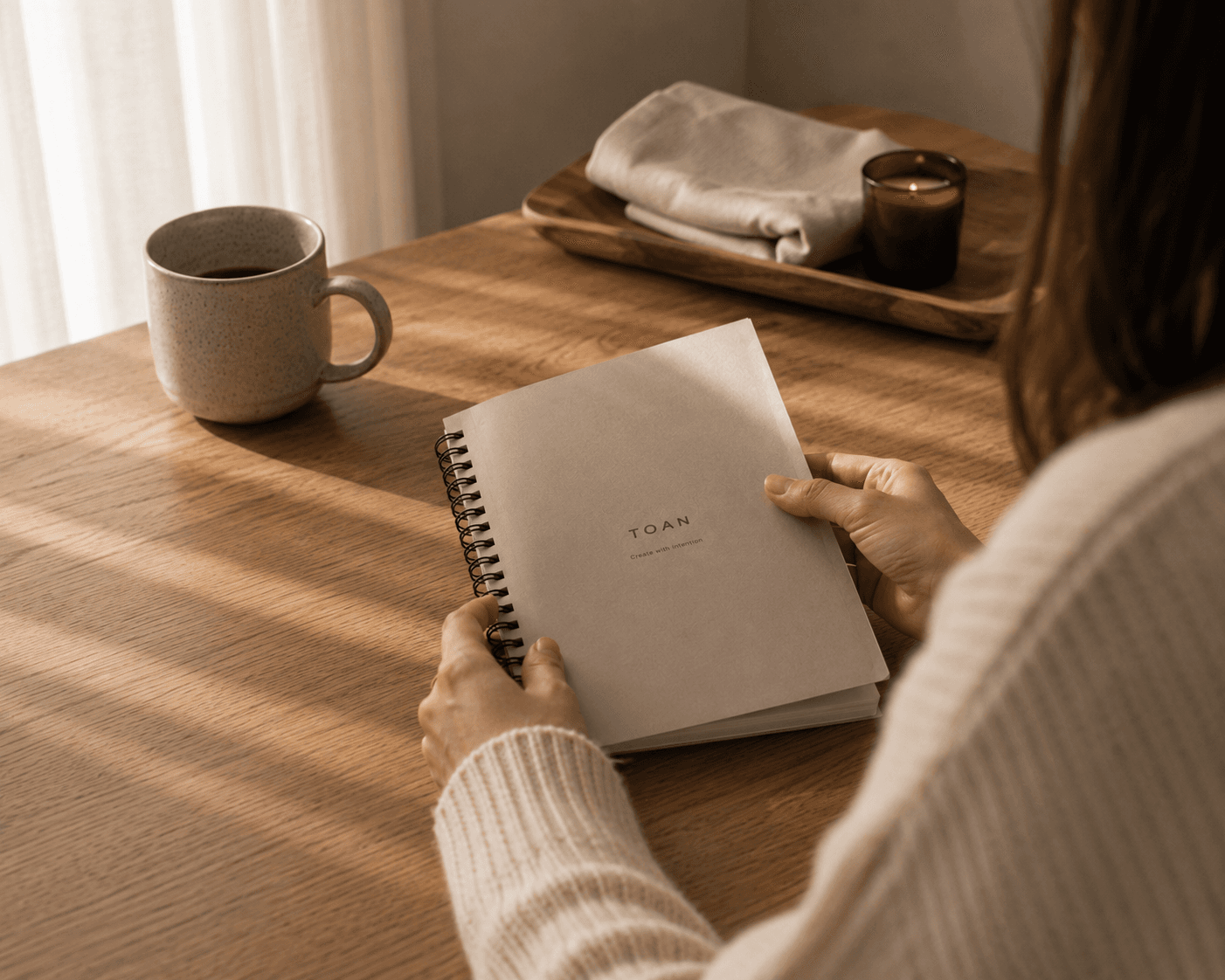 Opening the TOAN planner — tactile cover experience
