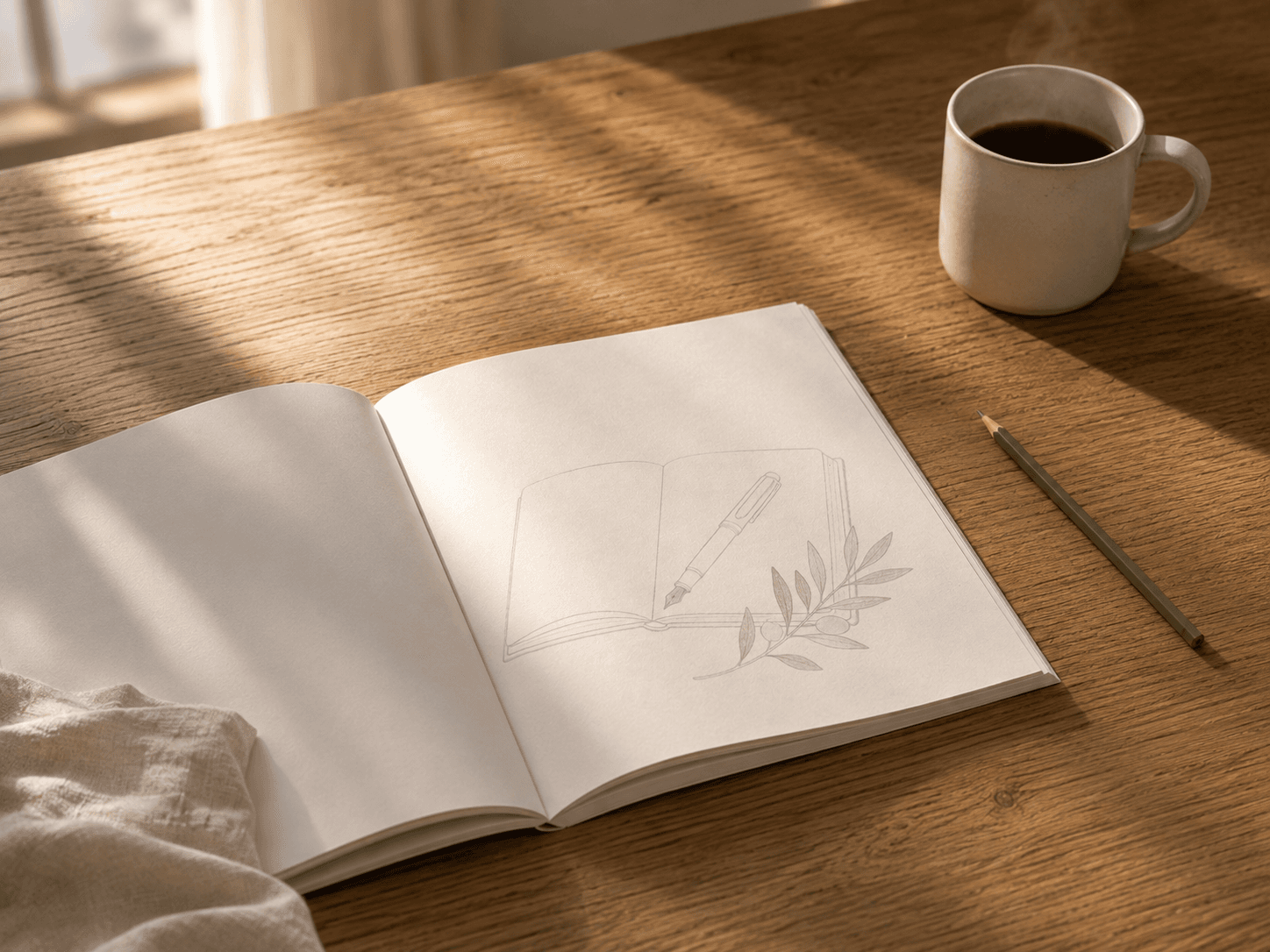 The TOAN Coloring Book on a table beside a cup of coffee